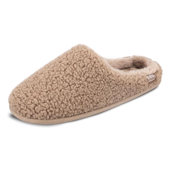 Isotoner® Ladies Borg Swept Back Mule Mink Extra Image 2